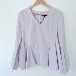 Striped Peplum Bell Sleeve Top